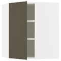 METOD Corner wall cabinet with shelves, white/Havstorp brown-beige, 68x80 cm