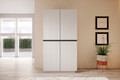 Wardrobe Nicole 100 cm, matt white, black handles