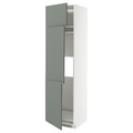 METOD High cab f fridge/freezer w 3 doors, white/Nickebo matt grey-green, 60x60x220 cm