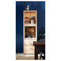 BESTÅ Storage combination w glass doors, white stained oak effect, Lappviken white stained oak eff, clear glass, 60x42x192 cm