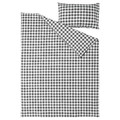 EKTANDVINGE Duvet cover and pillowcase, anthracite white/check, 150x200/50x60 cm