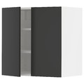 METOD Wall cabinet with shelves/2 doors, white/Nickebo matt anthracite, 60x60 cm