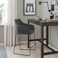 TOSSBERG Bar stool with backrest, metal black/Gunnared dark grey