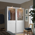 PAX / GRIMO Wardrobe with sliding doors, white/clear glass white, 150x66x201 cm