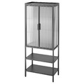 MOSSJÖN Glass-door cabinet with 2 doors, anthracite, 60x34x146 cm