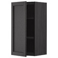 METOD Wall cabinet with shelves, black/Lerhyttan black stained, 40x80 cm
