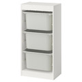 TROFAST Storage combination with boxes, white/grey, 46x30x94 cm