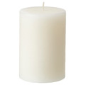 JÄMLIK Scented pillar candle, Vanilla/light beige, 30 hr