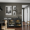 BESTÅ Storage combination with doors, dark grey Sindvik/dark grey clear glass, 180x42x74 cm