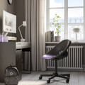 ELDBERGET / MALSKÄR Swivel chair + pad, dark grey black/lilac