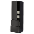 METOD / MAXIMERA Hi cab w shlvs/4 drawers/dr/2 frnts, black/Upplöv matt anthracite, 60x60x200 cm