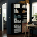 BESTÅ Storage combination with doors, black-brown, Hedeviken oak veneer, 120x42x202 cm