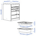 TROFAST Storage combination w boxes/trays, grey/white, 34x44x56 cm