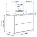 HAVBÄCK / TÖRNVIKEN Wash-stnd w drawers/wash-basin/tap, dark grey/black marble effect, 102x49x79 cm