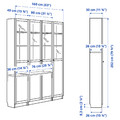 BILLY / OXBERG Bookcase comb w panel/glass doors, oak effect, 160x202 cm