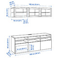 BESTÅ TV storage combination/glass doors, white stained oak effect/Lappviken white stained oak eff clear glass, 180x42x192 cm