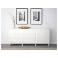 BESTÅ Storage combination with doors, white, Selsviken high-gloss/white, 180x40x74 cm