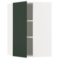 METOD Corner wall cabinet with shelves, white/Havstorp deep green, 68x100 cm