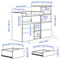 SMÅSTAD / PLATSA Changing table, white grey/with bookcase, 150x79x123 cm