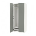 PAX / REINSVOLL Wardrobe, white/grey-green, 100x60x236 cm