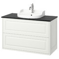 TÄNNFORSEN / RUTSJÖN Wash-stnd w drawers/wash-basin/tap, white/black marble effect, 102x49x76 cm