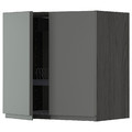 METOD Wall cabinet w dish drainer/2 doors, black/Voxtorp dark grey, 60x60 cm
