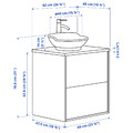 TÄNNFORSEN/VÄSTERSJÖN Wash-stnd w drawers/wash-basin/tap, light grey/black marble effect, 62x49x79 cm