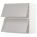 METOD Wall cab horizo 2 doors w push-open, white/Lerhyttan light grey, 80x80 cm