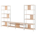 JÄTTESTA TV storage combination, white/light bamboo, 320x40x194 cm