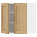 METOD Wall cabinet with shelves/2 doors, white/Forsbacka oak, 60x60 cm