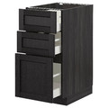 METOD/MAXIMERA Base cabinet with 3 drawers, black/Lerhyttan black stained, 40x61.9x88 cm