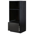 METOD / MAXIMERA High cab for oven/micro w drawer, black/Upplöv matt anthracite, 60x60x140 cm