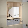 BESTÅ Storage combination with doors, white stained oak effect, Selsviken high-gloss/beige, 120x40x192 cm