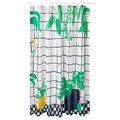 SNÖJONKVILL Shower curtain, white/green, 180x200 cm