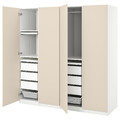 PAX / REINSVOLL Wardrobe combination, white/grey-beige, 200x60x201 cm