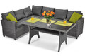 Garden Corner Sofa with Table Stockholm, dark gray