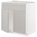 METOD Base cabinet f sink w 2 doors/front, white/Lerhyttan light grey, 80x60 cm