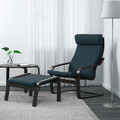 POÄNG Armchair, black-brown, Hillared dark blue