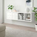 KALLAX Shelving unit with 2 inserts, white, 42x147 cm