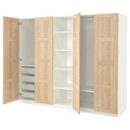 PAX / BERGSBO Wardrobe, white/white stained oak effect, 250x60x201 cm