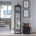 BLÅLIDEN Glass-door cabinet, black, 35x32x151 cm