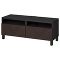 BESTÅ TV bench with drawers, black-brown Hedeviken/Stubbarp/dark brown stained oak veneer, 120x42x48 cm