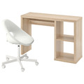 KALLAX / LOBERGET Desk and chair, white stained oak effect/white