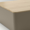 KUGGIS Box with lid, dark grey-beige/bamboo, 18x26x8 cm