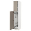 METOD High cabinet with cleaning interior, white/Upplöv matt dark beige, 40x60x220 cm