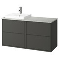 HAVBÄCK / ORRSJÖN Wash-stand/wash-basin/tap, dark grey/grey stone effect, 122x49x71 cm