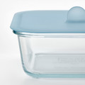 IKEA 365+ Food container with lid, square glass/silicone, 600 ml