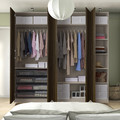 PAX / STORKLINTA Wardrobe combination, grey-beige/dark brown stained oak effect, 250x60x236 cm