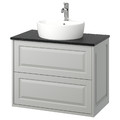 TÄNNFORSEN / TÖRNVIKEN Wash-stnd w drawers/wash-basin/tap, light grey/black marble effect, 82x49x79 cm