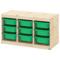 TROFAST Storage combination with boxes, light white stained pine/green, 93x44x52 cm